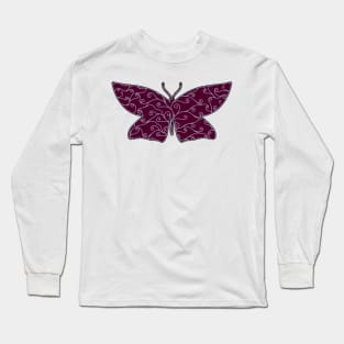 Silver Swirls, Magenta Silk Long Sleeve T-Shirt